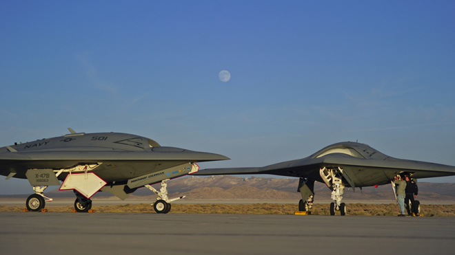A Northrop Grumman X-47B, shown here, may have been mistaken for a UFO when it was transported on a D.C. highway.