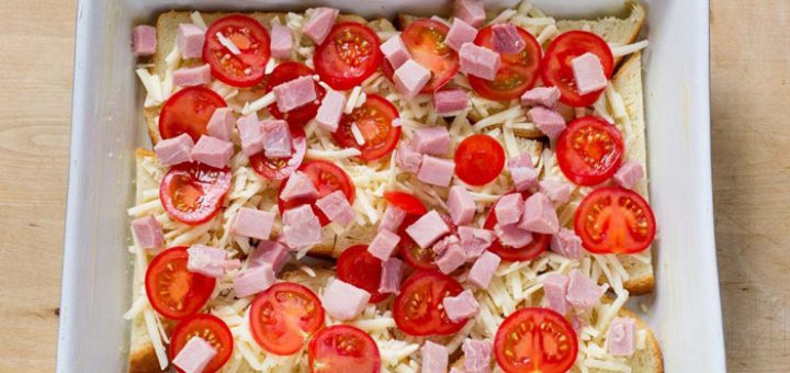 کاسرول ژامبون و پنیر