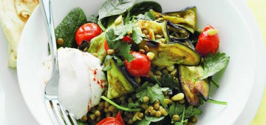 سالاد بادمجان و عدس