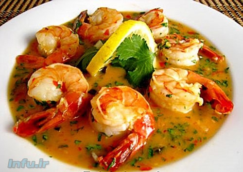 خوراک میگو و گوجهفرنگی