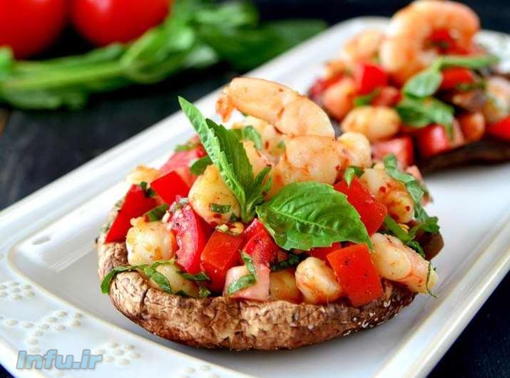  قارچ شکم پر با میگو