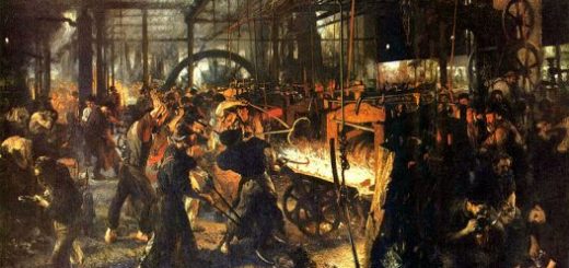 نقاشی آدولف منتزل از کارگران آلمان که در سال ٧۵-١٨٧٢ کشیده شد و از اولین نقاشی‌ها از کارگران به شمار می‌آید