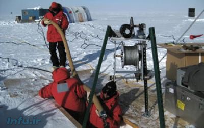 پژوهشگران، در حال نمونه‌گیری از یخ‌های جنوبگان/ منبع: بنیاد ملی علوم ایالات متحده (NSF)