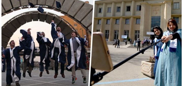 فارغ‌التحصیلان دانشگاه تهران (راست) و امیرکبیر