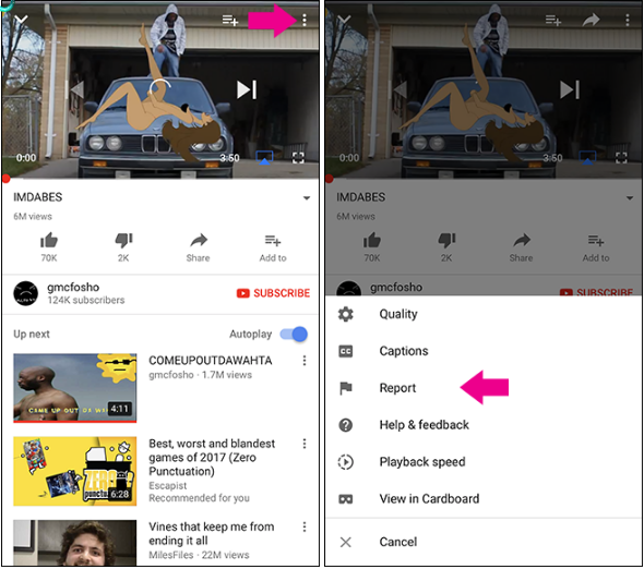 ریپورت کردن ویدیو یوتیوب