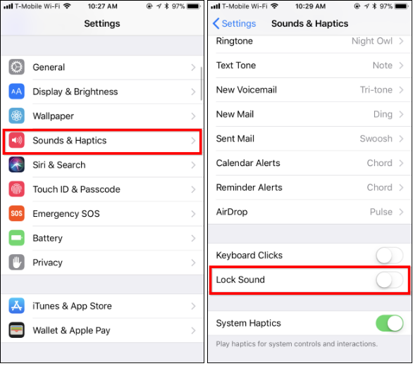 غیر فعال کردن صدا هنگام قفل کردن آیفون