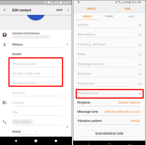 وارد کردن نام های آوایی