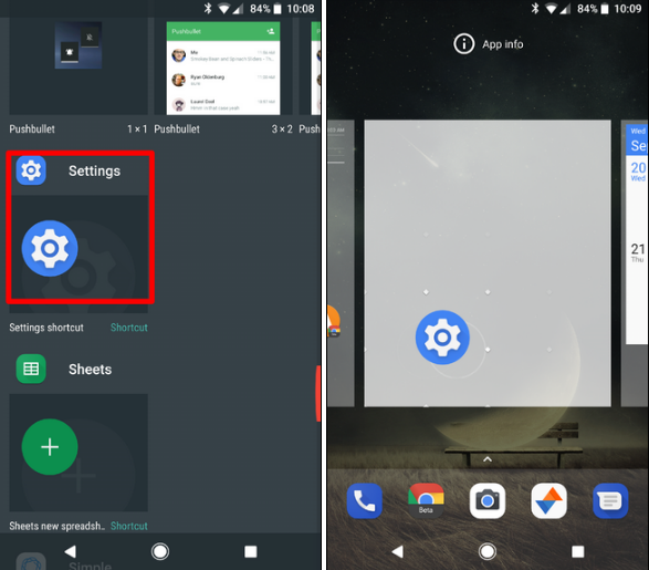 تنظیمات ویجت اندروید