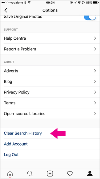 Clear Search History”