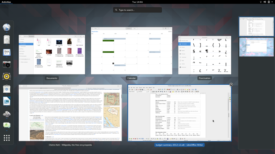Gnome 3 WorkSpace scrinshot