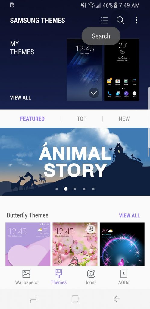 استفاده از تم تاریک در گلکسی اس 8