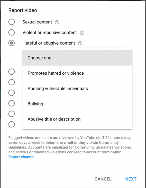 ریپورت کردن ویدیو یوتیوب