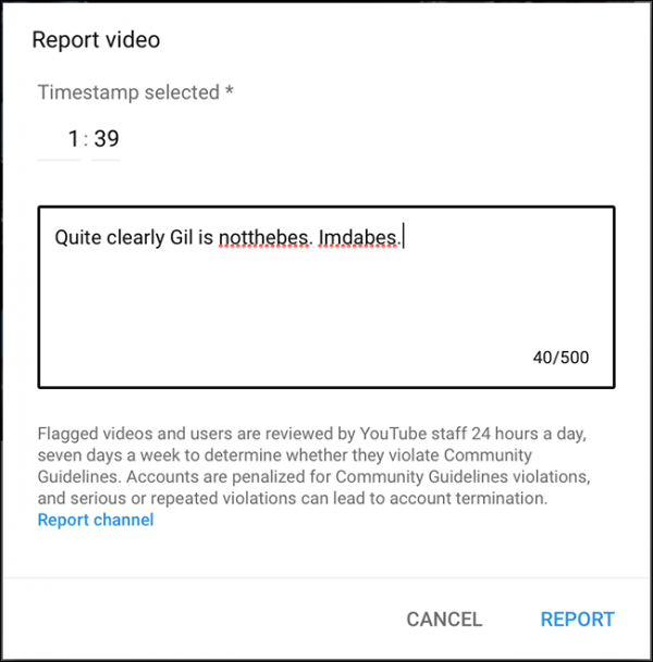 ریپورت کردن ویدیو یوتیوب