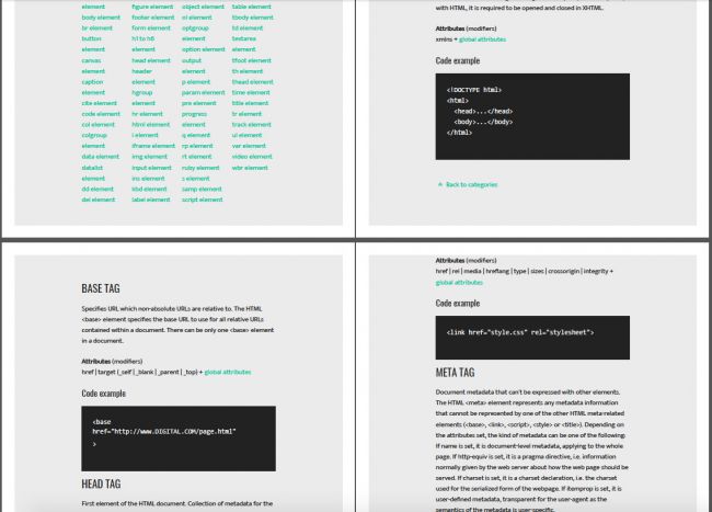 اینفو - برگه تقلب آنلاین برای دسترسی به تمام تگ‌های HTML