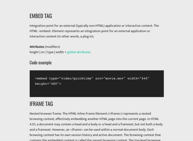 اینفو - برگه تقلب آنلاین برای دسترسی به تمام تگ‌های HTML