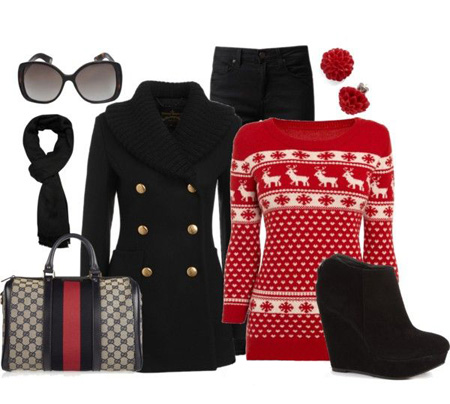 ست های قرمز و مشکی|مدل ست های پاییزی و زمستانی