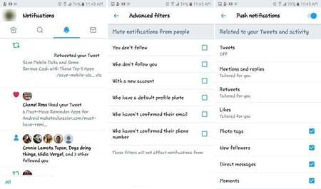 نوتیفیکیشن شبکه‌های اجتماعی, سیستم‌ عامل اندروید
