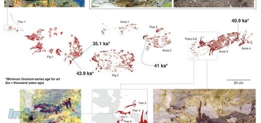 نقاشی دیواری در غاری در اندونزی